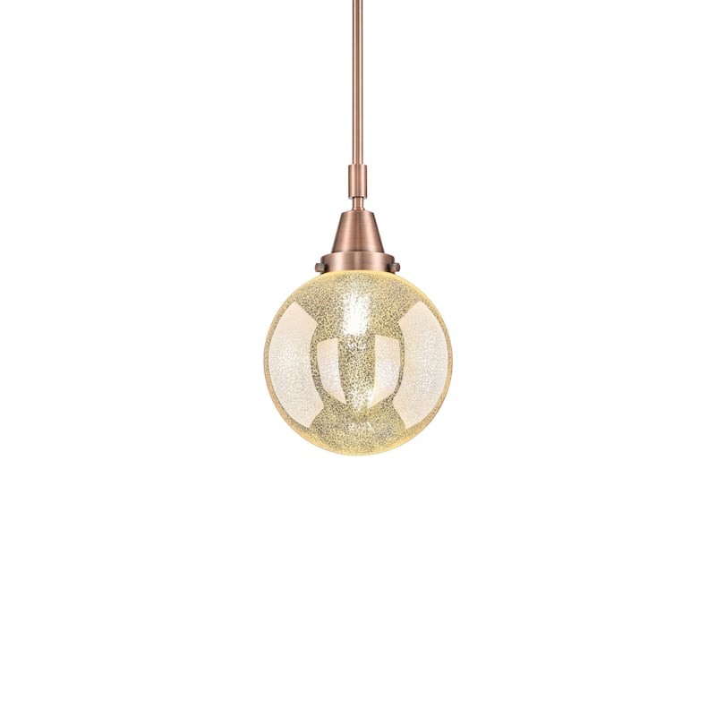 Innovations Lighting 447-1S-13-8 Beacon Pendant Beacon 8" Wide Mini - Antique Copper / Mercury