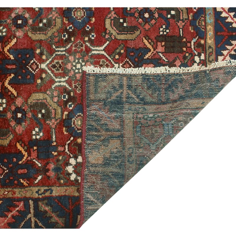 Fine Vintage Distressed Bradwell Burgundy/Navy Runner - 3'1" x 9'10"