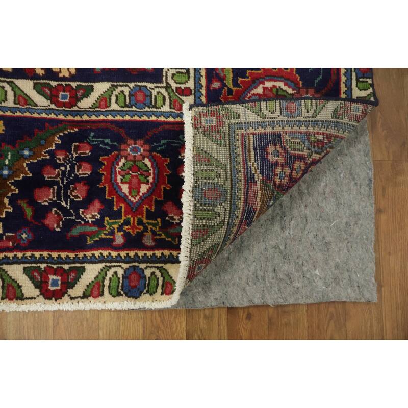 Hand Knotted Oriental 100% Wool Carpet Traditional Geometric Red Tabriz Area Rug - 12' 9'' X 9' 7''