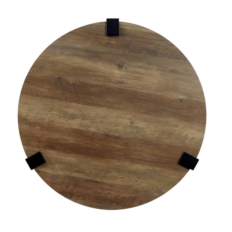 Moril Transitional 41-inch Steel Round 3-Piece Coffee Table and Side Tables Set by Furniture of America