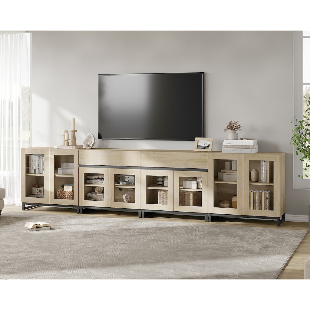 Modern TV Stand for 120" TVs, 4-in-1 Entertainment Center & Adjustable Shelf