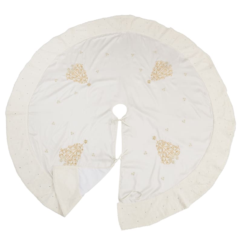 Holly Jolly Embroidered Tree Skirt
