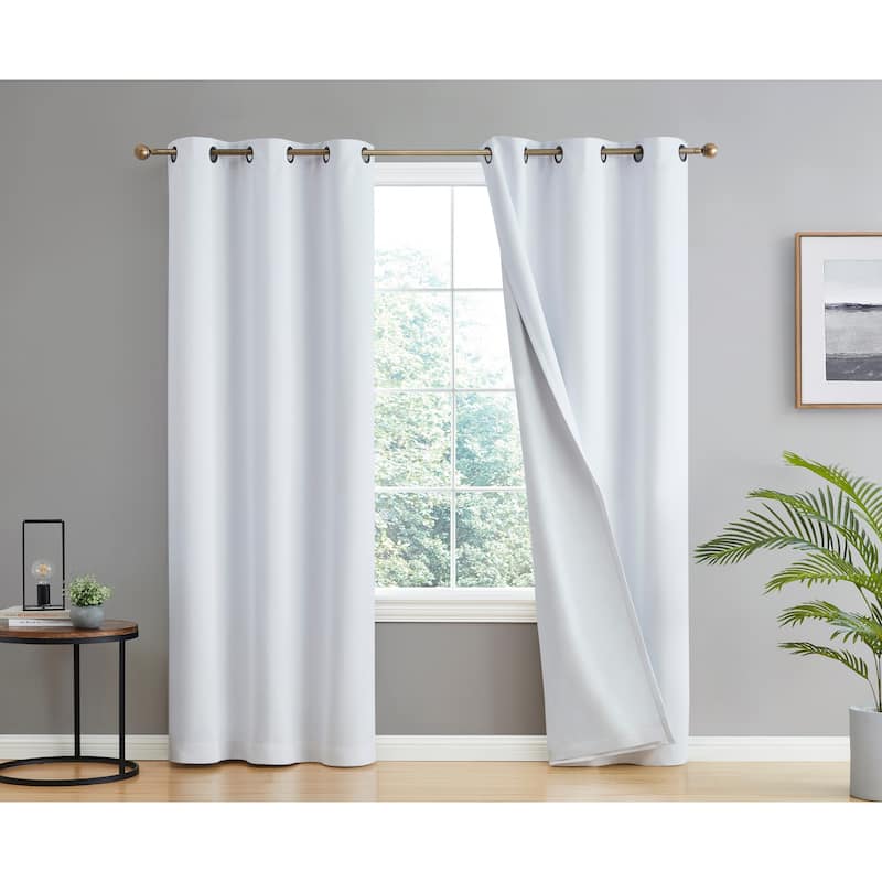 Dakota Complete Blackout Drapery Heavy Thermal Insulated Efficient Window Curtain Grommet Panels, 2 Panels - 42 W x 84 L per panel - Set of 2 - White