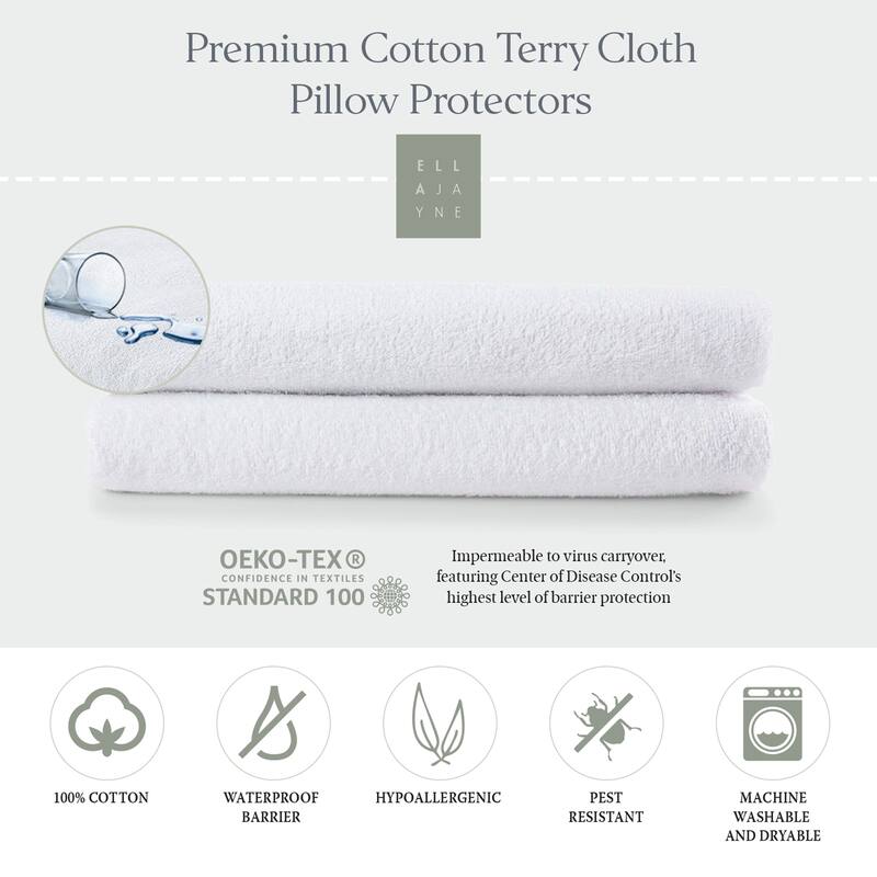 Ella Jayne Terry Cloth Water Proof Pillow Protector, Set of 2