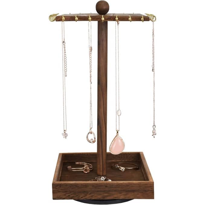 Wooden Rotating Jewelry Organizer - S - Brown