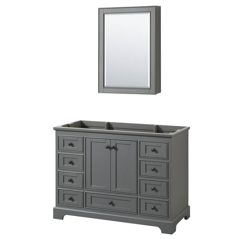 Wyndham Collection Deborah 47-1/4" Free Standing Single Wood Vanity - Dark Gray / Matte Black Hardware