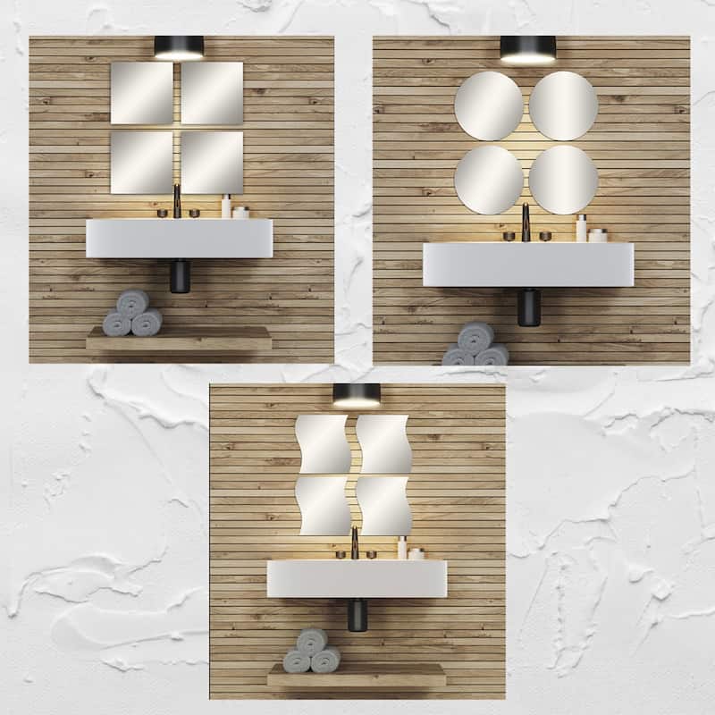 Big Decorative Wall Self Adhesive Shaped Mirrors - Set of 4
