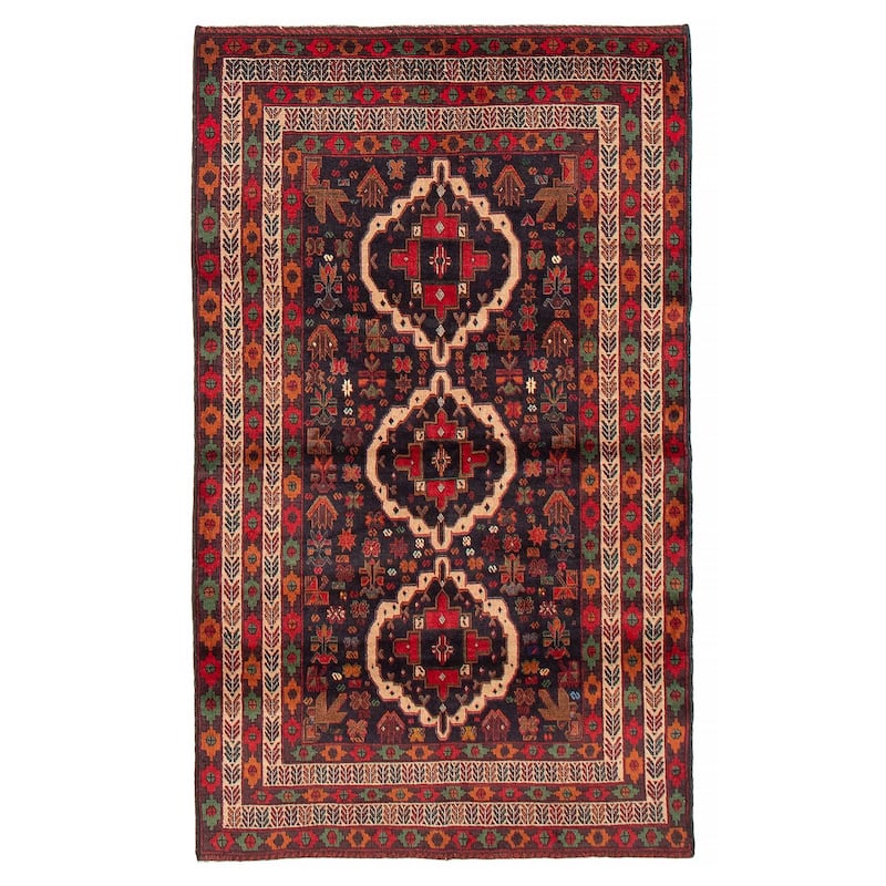 Teimani Navy Rug 3'7" x 6'0" - 3'7 x 6'0 - Dark Navy - 3'7 x 6'0