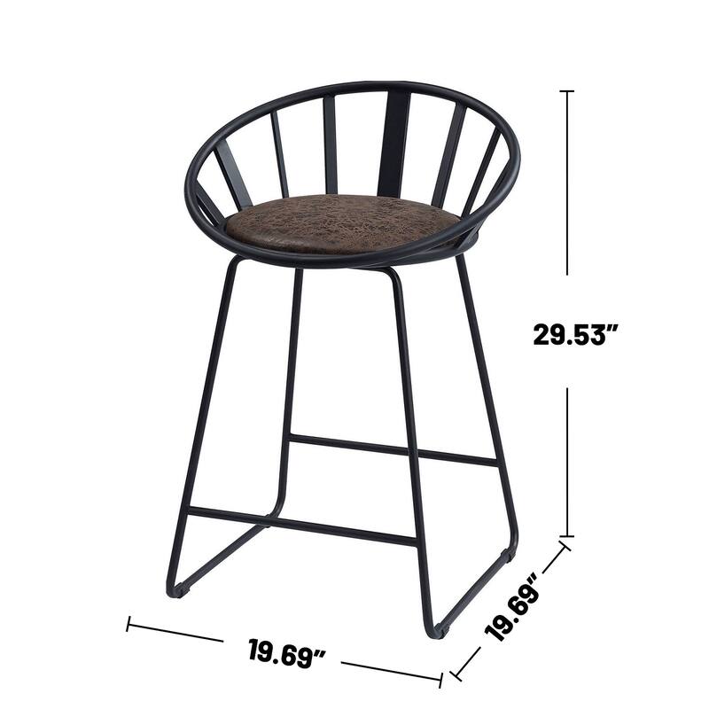 Set of 2 Upholstered Counter Height Chair in Black