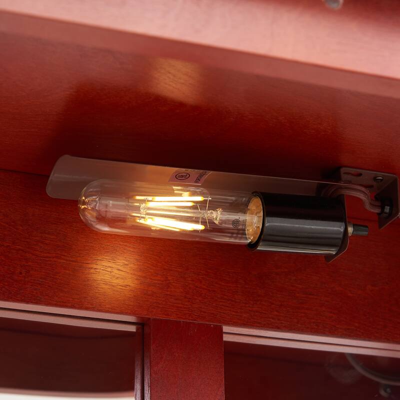 GDFStudio - Regency Traditional Storage Curio Cabinet with Tempered Glass Doors and Lighted Display