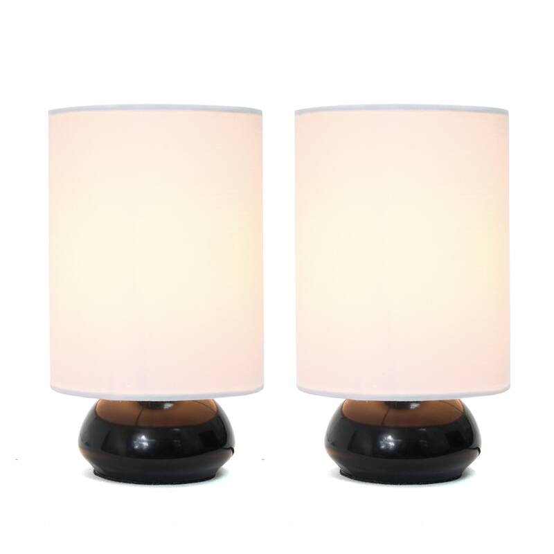 Simple Designs Gemini Colors 2 Pack Mini Touch Table Lamp Set with Fabric Shades