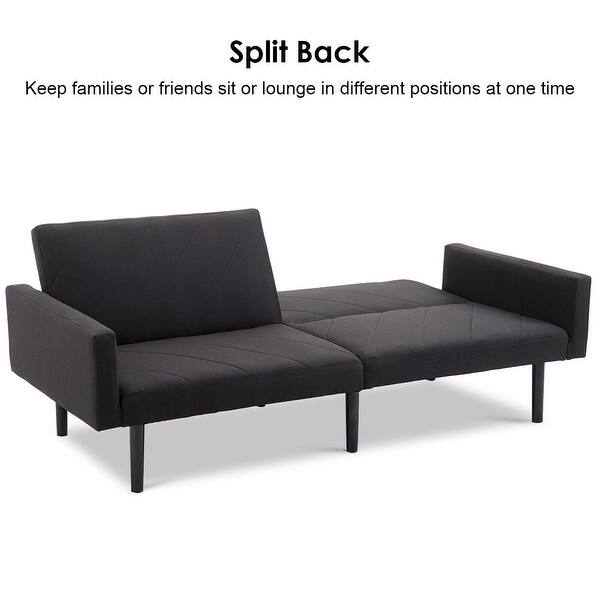Shop Costway Futon Sofa Bed Convertible Recliner Couch Splitback Sleeper W Wood Legs Black Overstock 20516961