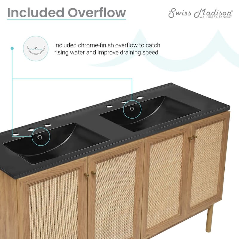 Swiss Madison SM-BV666D-3MB Classe 59" Free Standing Double Basin