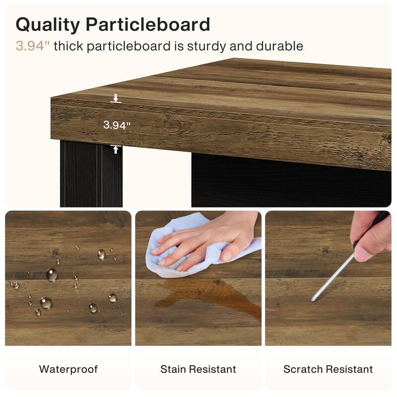 55-Inch Large Home Bar Unit, 3-Tier Pub Table with Storage Shelves - N/A