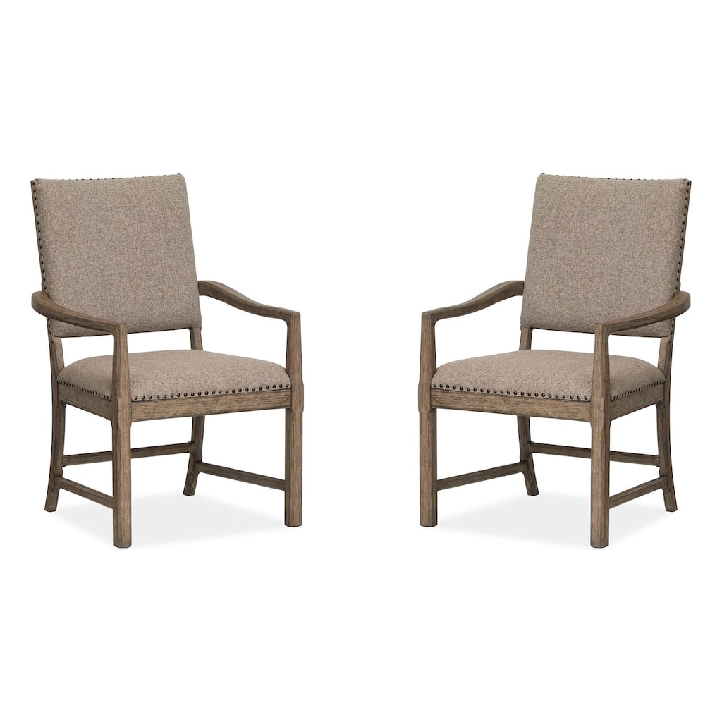 Magnussen Home Claremont Smokey Taupe Upholstered Arm Chair Two Pack - 25.5''W x 25.75''D x 39.44''H