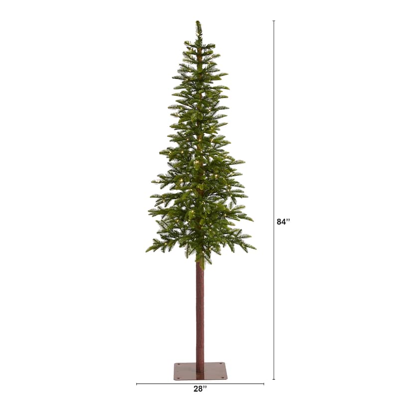 7' Alaskan Alpine Christmas Tree with 150 Clear LED Lights - Green