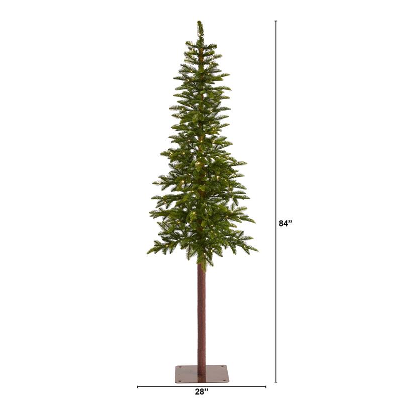 7ft. Alpine Artificial Christmas Tree with 150 Clear Microdot Multifunction LED Lights - Slim Festive X-Mas Tree