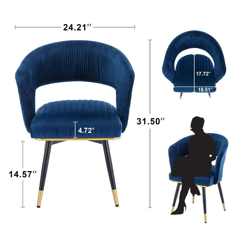 Swivel Velvet Dining Chair with Metal Legs, Set of 2