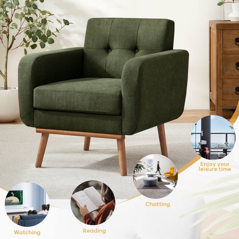 Tufted-Fabric-Upholstered-Accent Chair