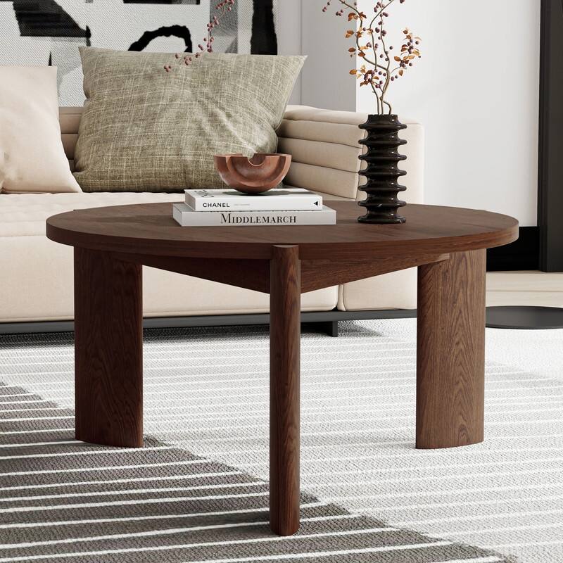 Wood Round Coffee Table - Walnut