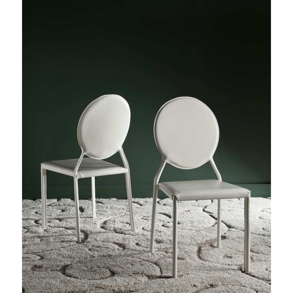 SAFAVIEH Gearldine Mid-Century White Dining Chair (Set of 2) - 17.3" x 22.5" x 37.4" - 17Wx23Dx37H