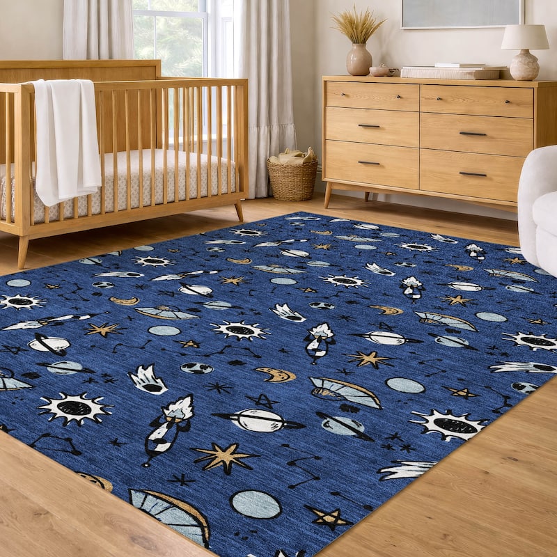 Machine Washable Indoor/ Outdoor Spaceship Chantille Rug