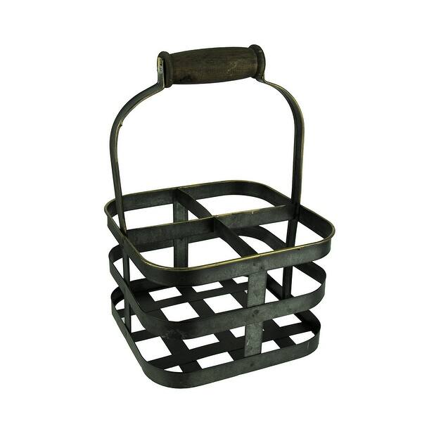 Shop Vintage Rustic Metal 4 Bottle Wine Holder With Wood Handle