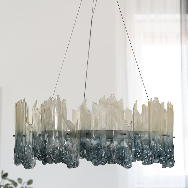 Modern 1-Light LED Drum Chandelier Art Coastal for Dining Living Room - Dia. 28.5" x H 12"