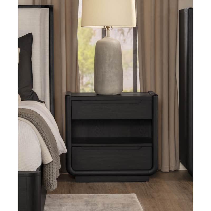 Leandro 2-drawer LED Nightstand with USB Burnished Black