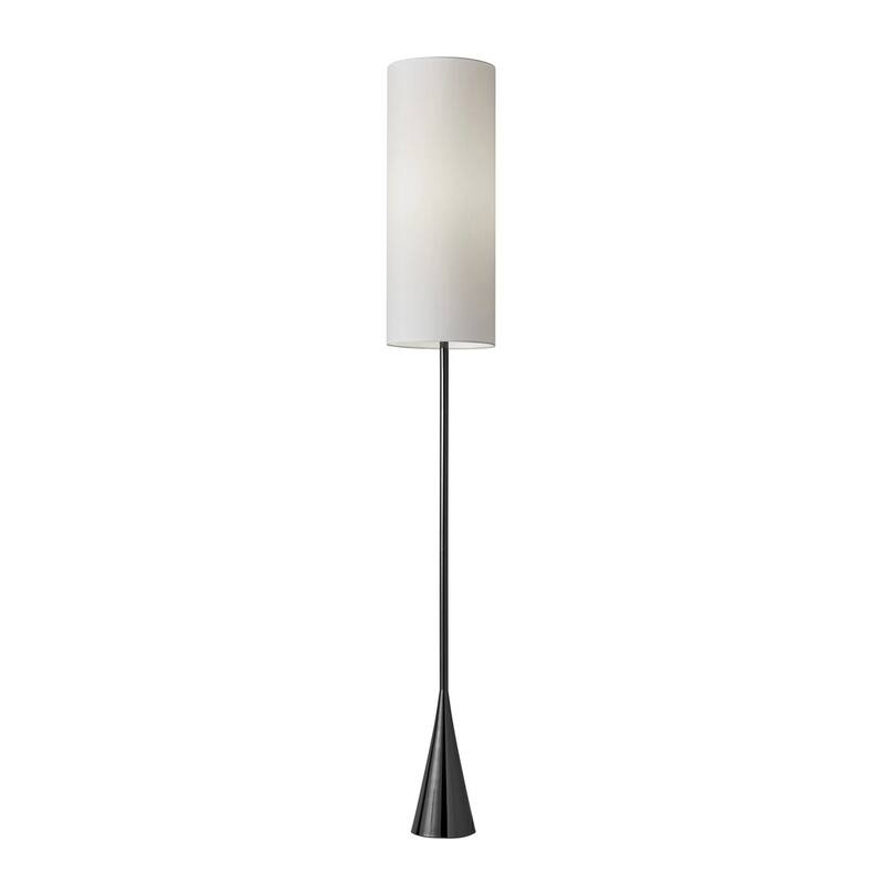 HomeRoots 74" Black Floor Lamp With White Fabric Shade