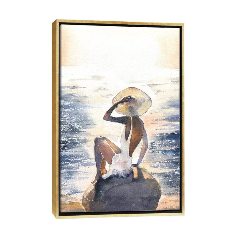 iCanvas "Woman On A Rock" by Marina Ignatova Framed Canvas Print - Gold - 48x32
