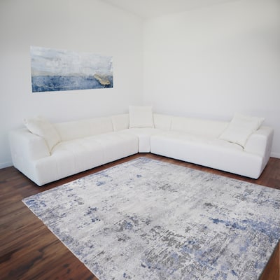 Konset Mid-Century Modern Ivory Boucle Corner Sofa