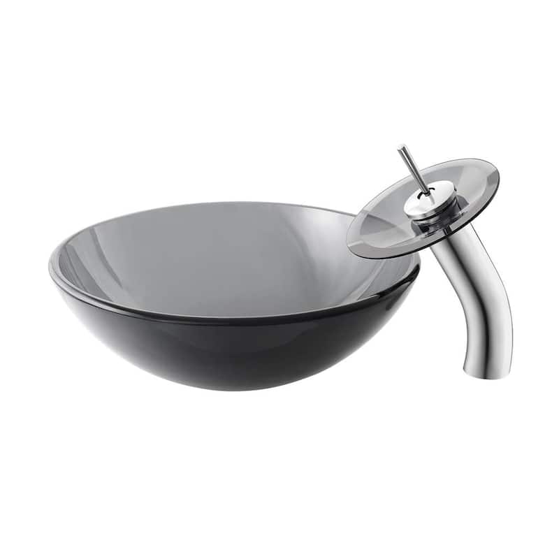Swiss Madison SM-VSF25 Cascade 16-9/16" Glass Vessel Bathroom Sink - Black