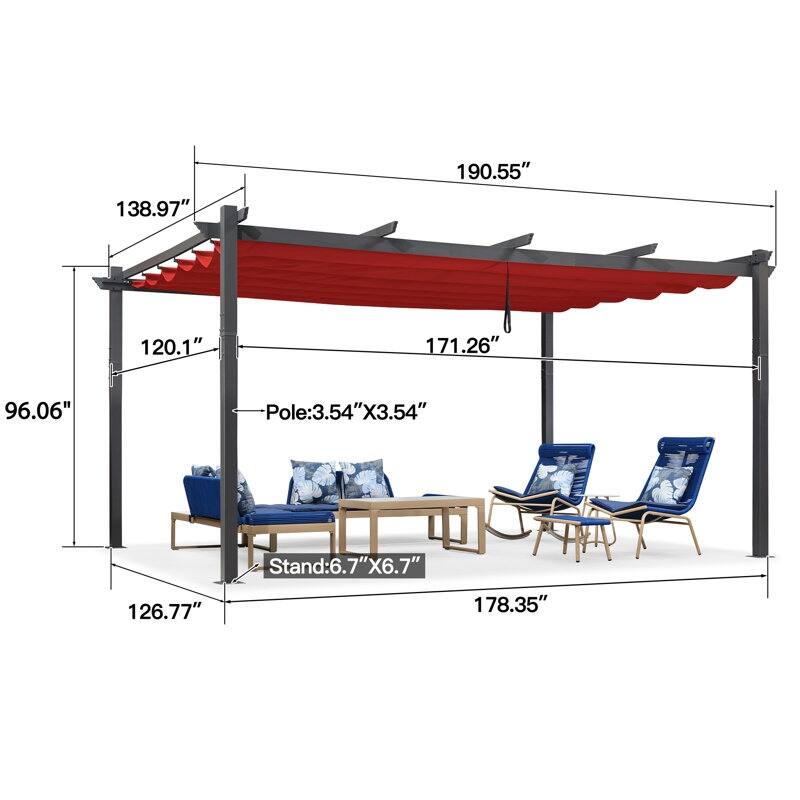 PURPLE LEAF Gazebo Outdoor Retractable Modern Large Size Pergola w Lights