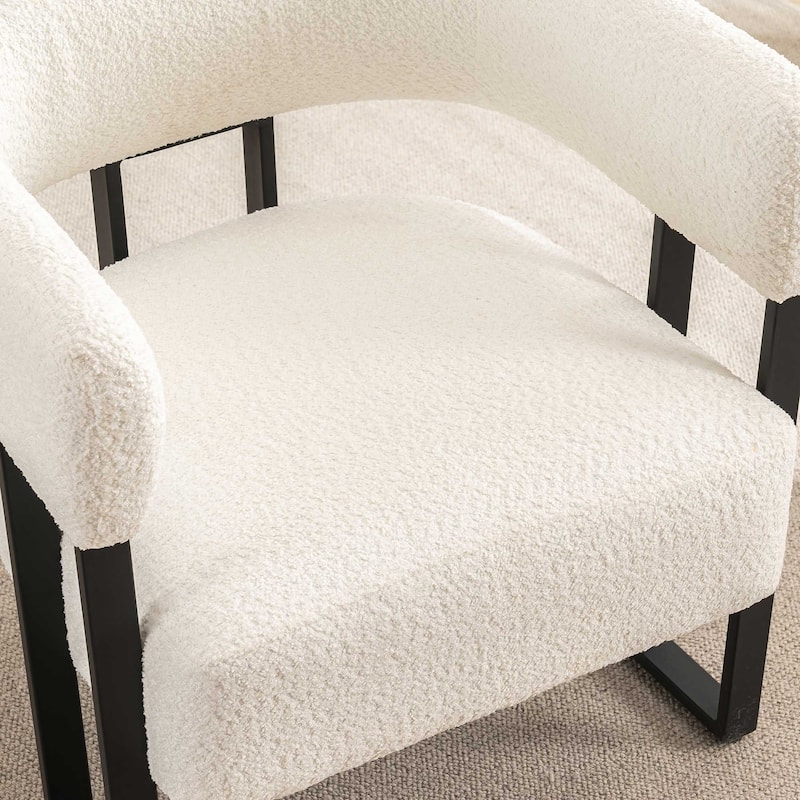 Upholstered Teddy Velvet Single Accent Chair Modern Corner Padded Boucle Armchair for Living Room Bedroom Lounge