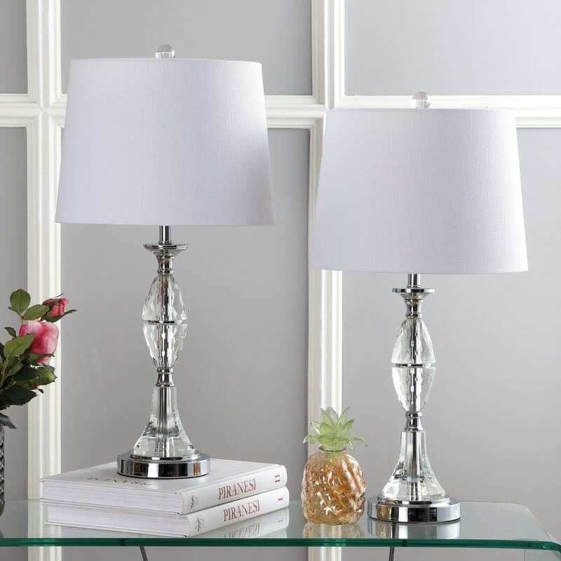 Cole 25.5" Crystal LED Table Lamp, Clear/Chrome (Set of 2) by JONATHAN Y