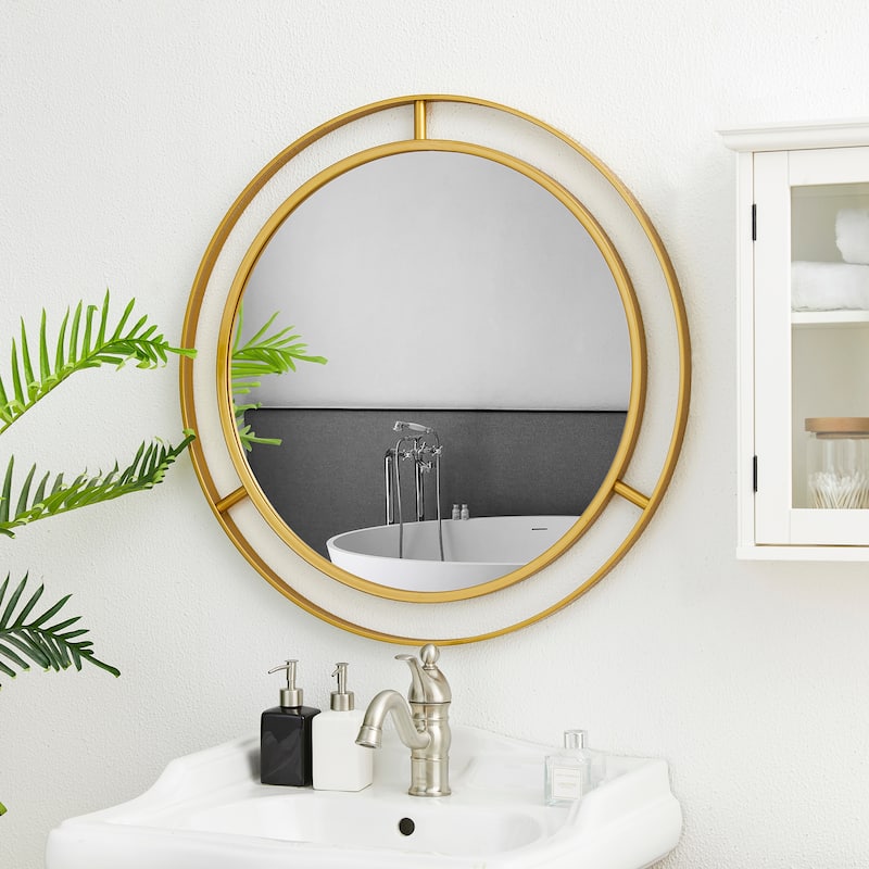 Glitzhome 24"D Modern Round Accent Decorative Wall Mirror Bathroom Vanity Decor