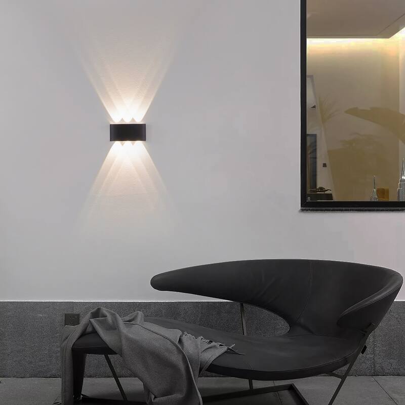 Black Contemporary Decorative Waterproof Aluminum Wall Lamp for Indoors and Outdoors, 8 Watt Cool White 4000K