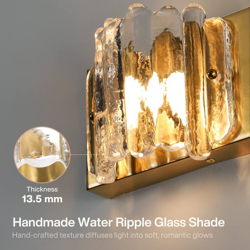 3-Light LED Bathroom Vanity Light with Rippled Glass Shade
