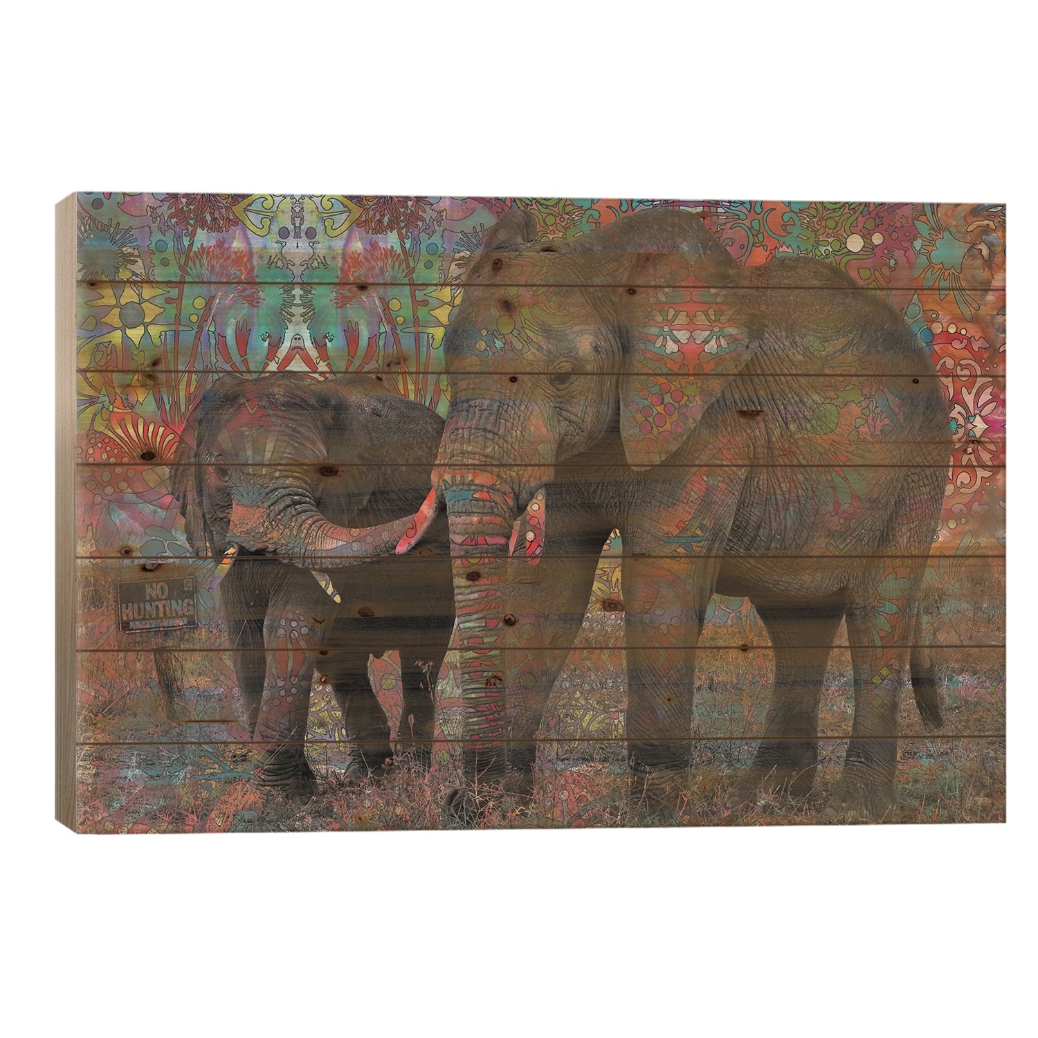 No Hunting Print On Wood by Dean Russo - Multi-Color