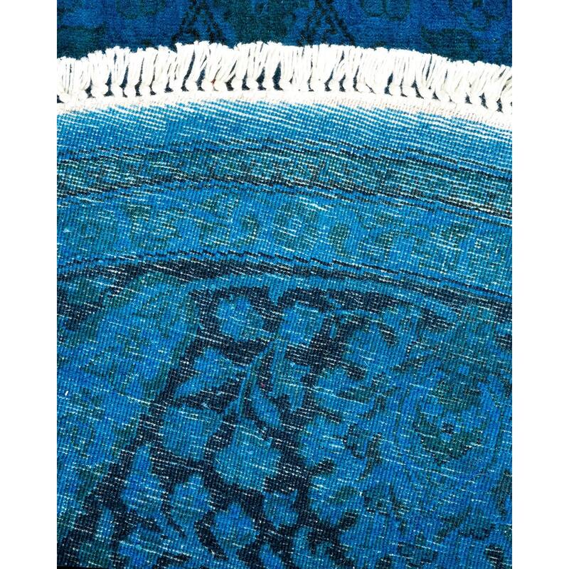 Overton Hand Knotted Wool Vintage Inspired Modern Contemporary Overdyed Blue Area Rug - 5' 1" x 7' 7"