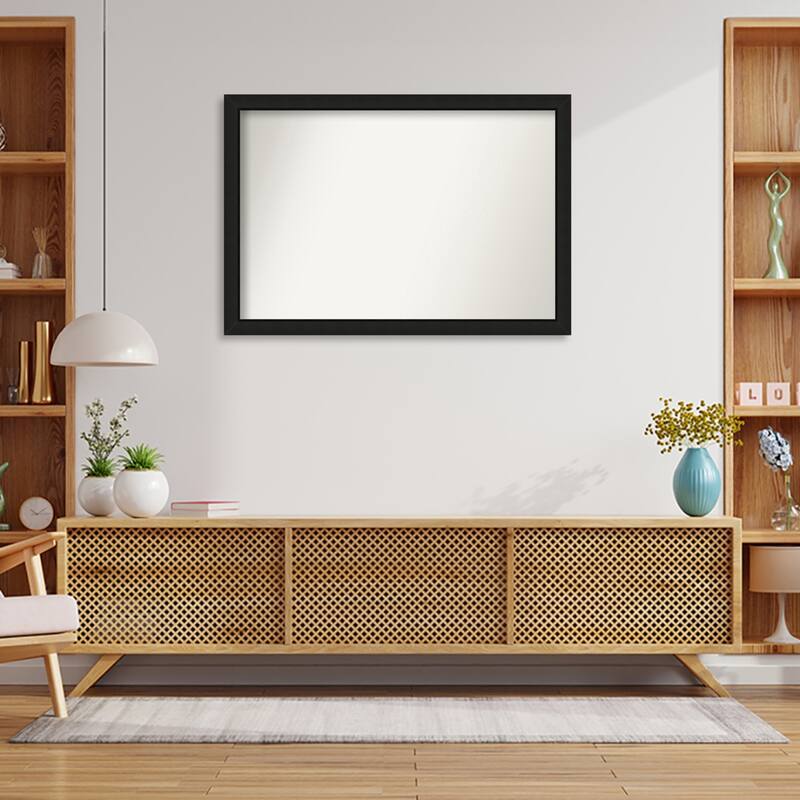 Midnight Black Narrow Non-Beveled Wood Framed Wall Mirror - Midnight Black Narrow