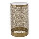 preview thumbnail 1 of 1, 24" gold greek inspired geometric accent table with a mirrored top