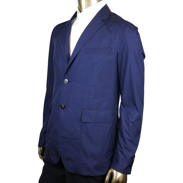 Shop Gucci Men S Light Weight Navy Blue Polyester Techno Jacket