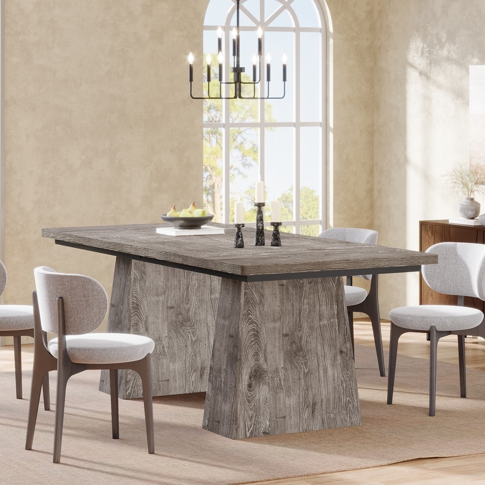 63 Inches Farmhouse Dining Table with Sturdy Pedestal Base - 31.1"D x 63"W x 29.5"H