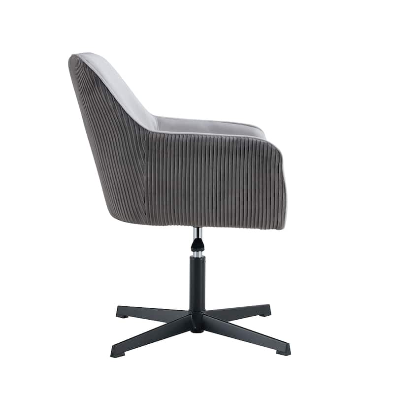 Modern Desk Chair no Wheel, Ergonomic Office Chair Home Office Upholstered Chair, Swivel Arm diining Chairs with Metal Legs