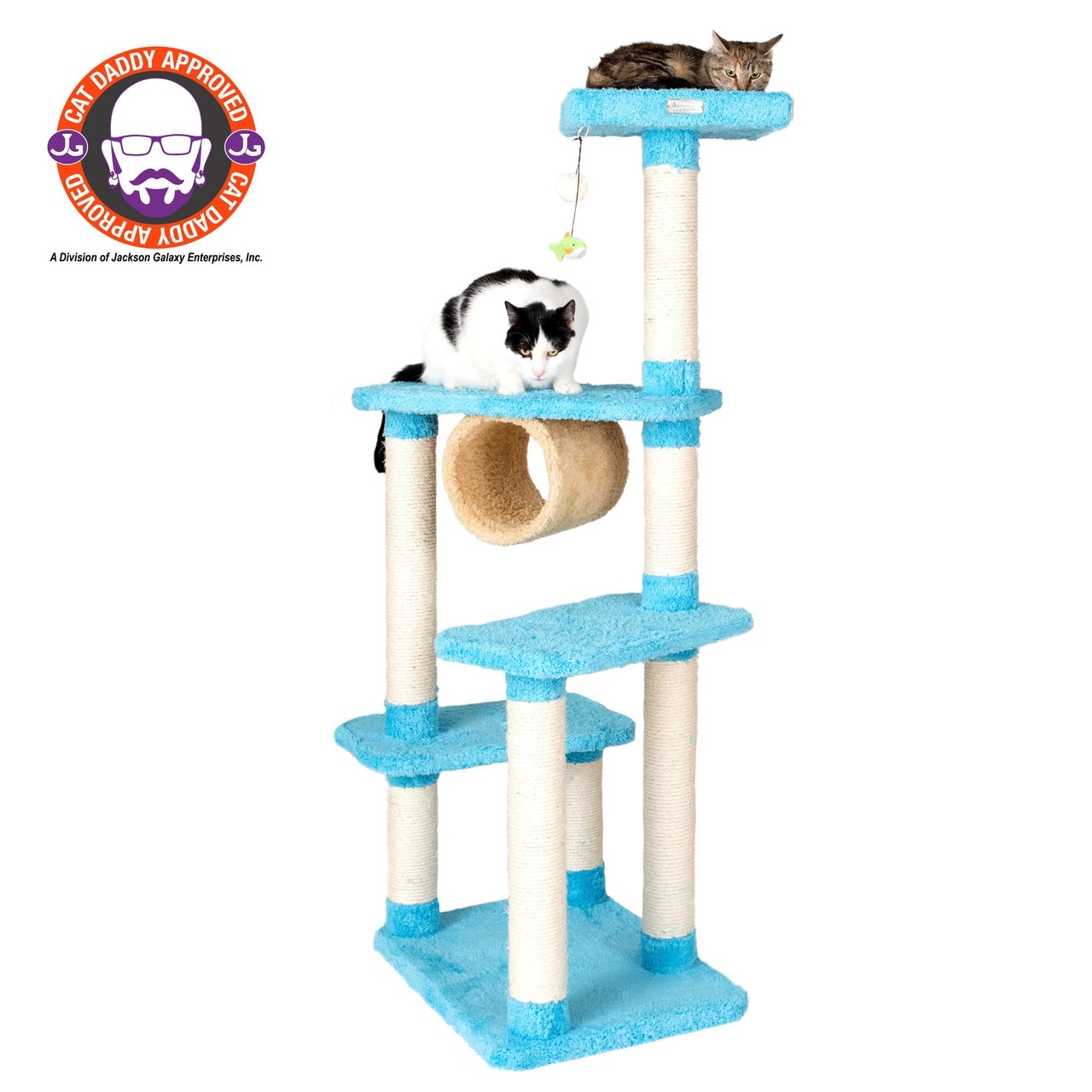 Real Wood Cat Climber Cat Jungle Tree With Platforms Skyblue