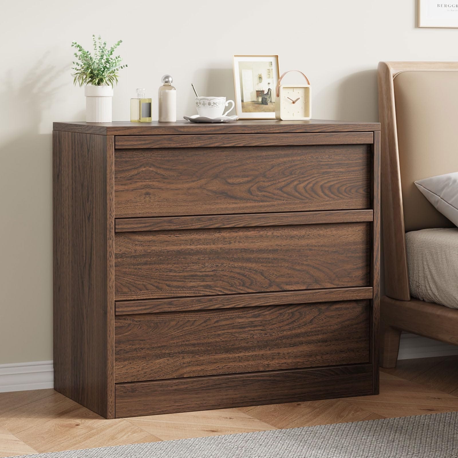 3 Drawer Nightstand for Bedroom, 30" Tall Small End Table with Large Storage & Anti-Tip Design