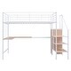 preview thumbnail 6 of 28, Artsy Full Size Metal Loft Bed with Desk and Metal Grid, Stylish Metal Frame Bed with Lateral Storage Ladder and Wardrobe, White