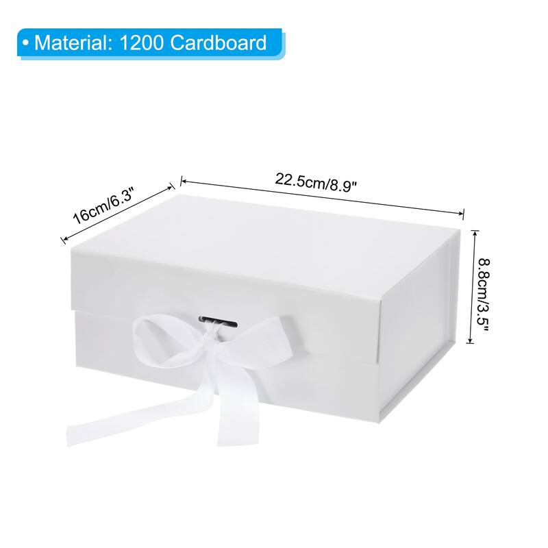9x6x4 Inch Magnetic Gift Box Collapsible Paper Party Favor Boxes - 9x6x4 Inch - White